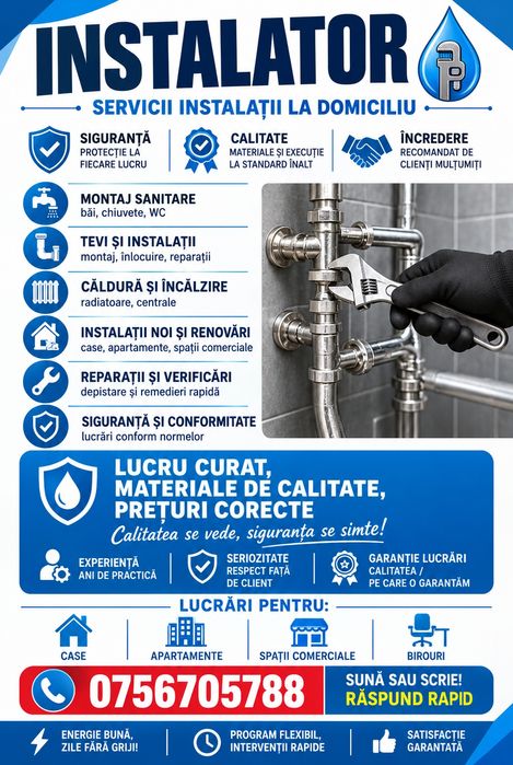 Instalator sanitar instalații sanitare