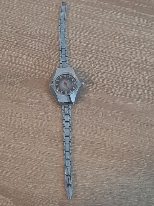 Ceas Vintage Damă Aseikon Calendar Antimagnetic, Mecanic / Manual, Brățară Metalică