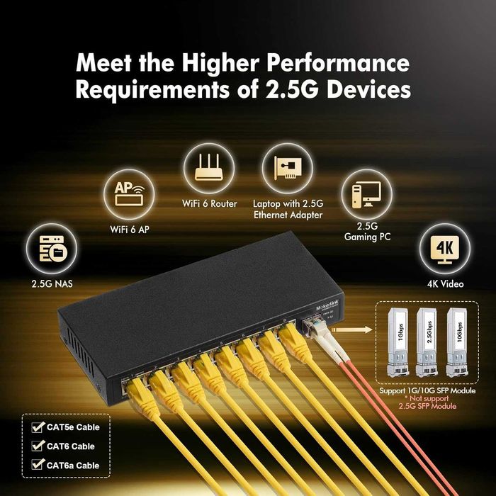 Switch Ethernet MokerLink 8 port 2.5 Gigabit SFP 10G negestionat