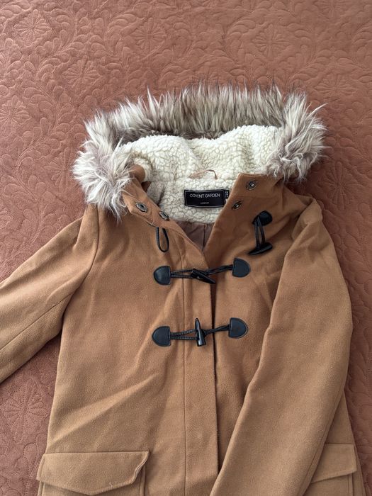 Дамско палто с качулка пух