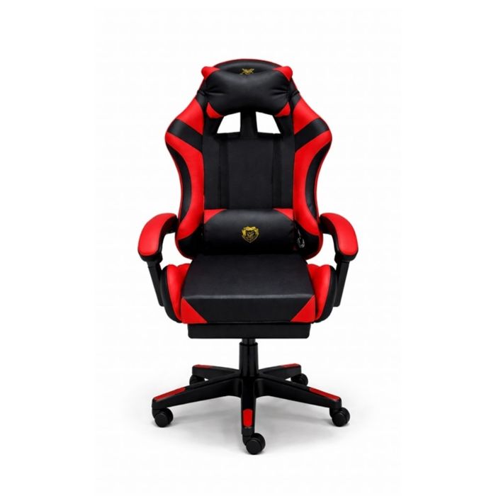 Геймърски стол с масажна лумнал а възглавница и поставка за  крака