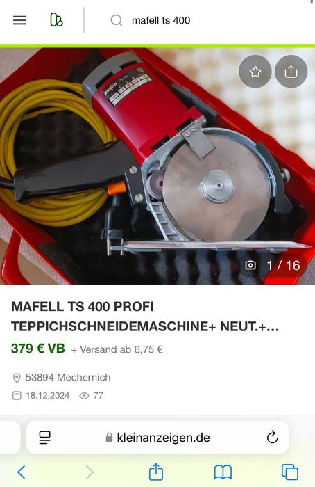 Mafell TS 400 - Професионална машина за рязане на мокет / винил