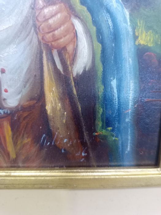 Старинна картина, масло върху дърво – "Възрастен скитник"