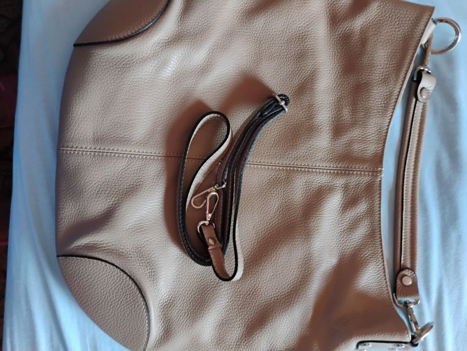 Geanta piele naturala bej