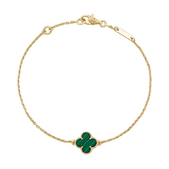Van Cleef & Arpels VCA Gold Malachite Sweet Alhambra Дамска Гривна