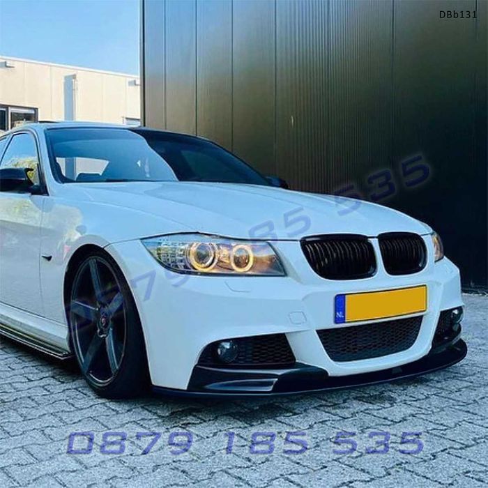 Преден лип спойлер за BMW 3 E90 E91 LCI M Sport 2009-2012, черен гланц – DBb131 тунинг добавки бмв е90 е91 предна броня