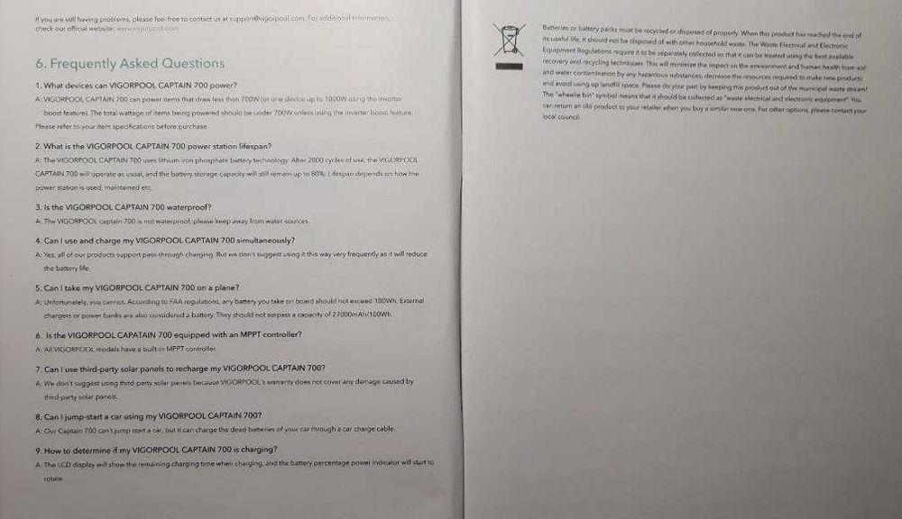 Мобильная электростанция с солнечным генератором VigorPool Captain 700