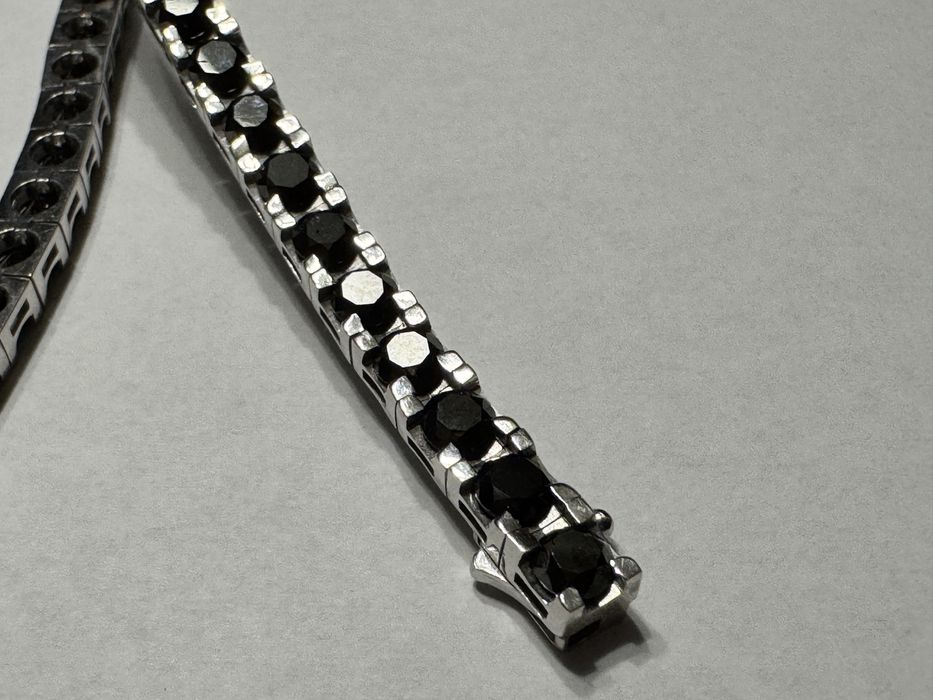 Brățară Tennis, unisex, din aur alb de 14K cu diamante negre naturale de 17 carate