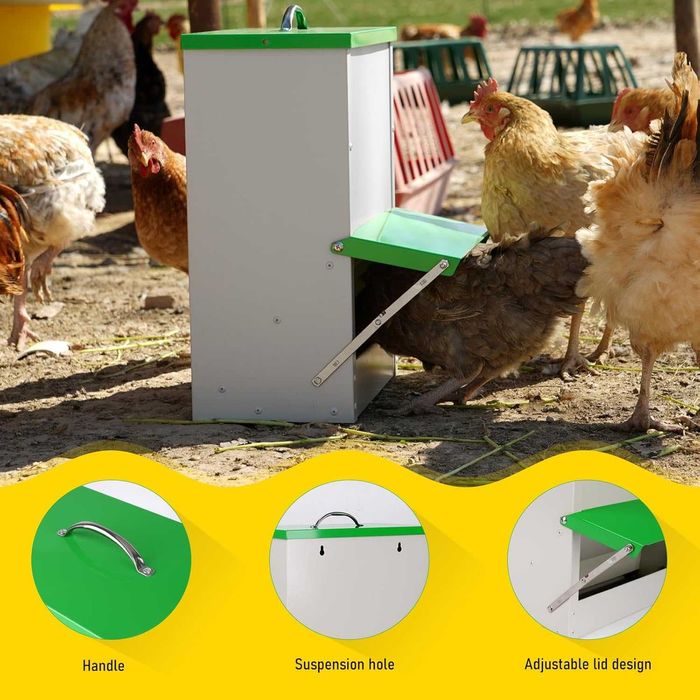 Автоматична хранилка за птици, 11 кг храна, метална с капак