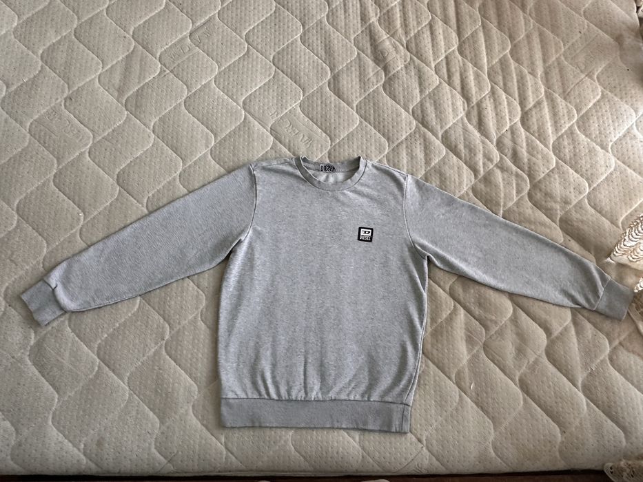 DIESEL Grey Melange S-Girk Cotton Blend мъжка блуза