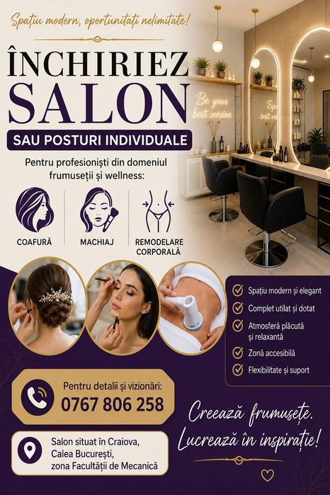 Inchiriez salon coafura sau posturi individuale