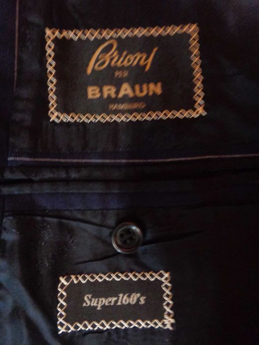 Sacou Brioni Nomentano Super 160's bleumarin cu dungi marime 53