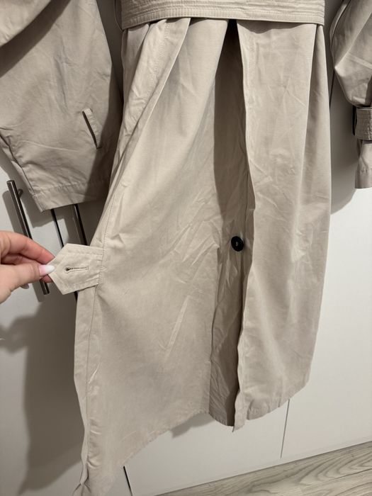 Trenci midi bej deschis cordon in talie double breasted Zara marimea M