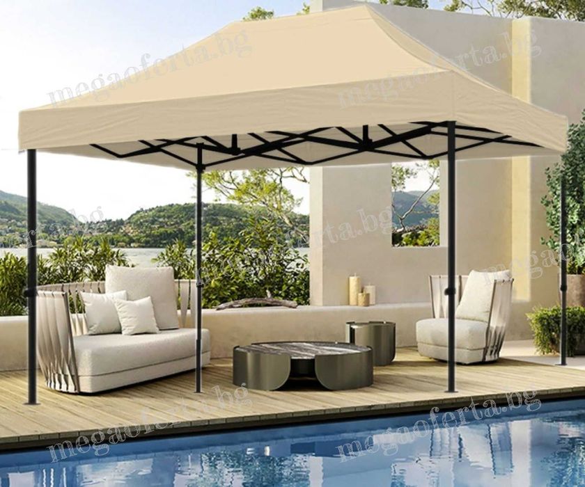 Градинска Шатра 3х4.50 с Усилена Конструкция и Гумирано Покривало