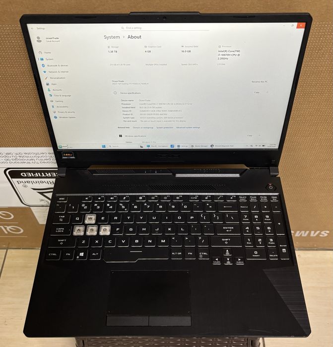 MDM vinde: Laptop Asus TUF F15 FX506L, i7 Gen 10.