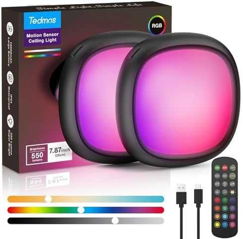 2бр RGB лампи със сензор 550LM USB 12000mAh