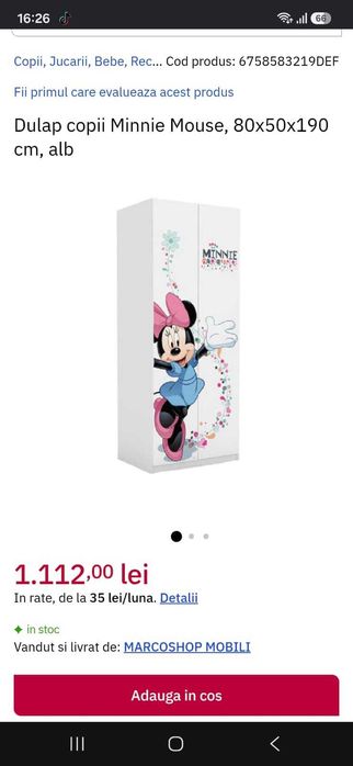 Sifoner copii minne mouse alb
