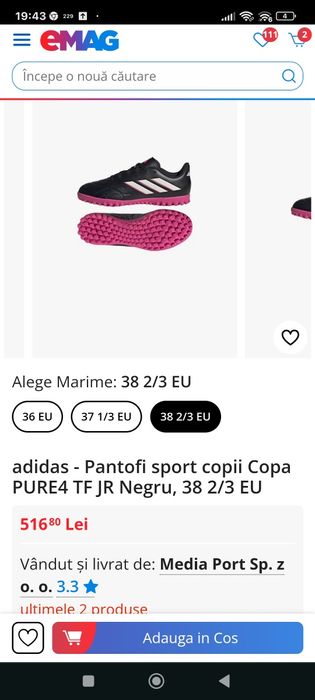 Reducere! Adidas - Copa PURE4 TF JR , piele naturală, 40 1/2