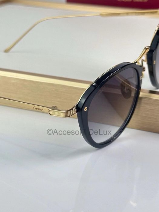 Ochelari de Soare Cartier CT0014S Noi Full Box  Gold/Black