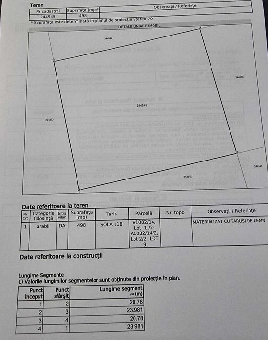 Vând teren intravilan in suprafață de 498 mp langa veterani km 5 ,sere