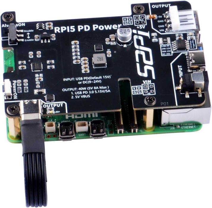 Placă expansiune GeeekPi PD Raspberry Pi 5 8GB 4GB,switch always-on