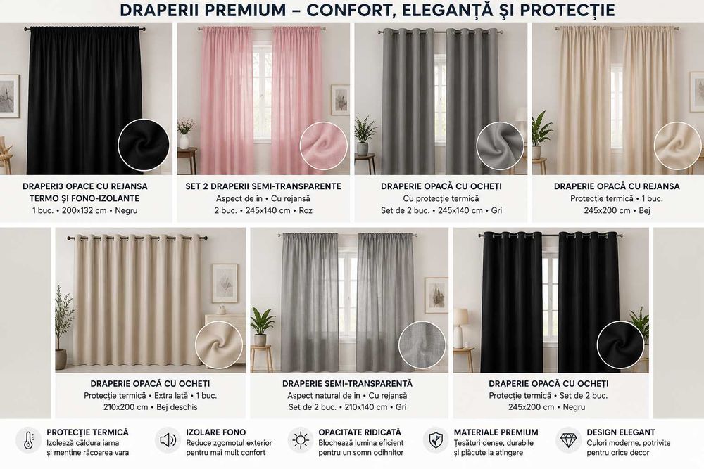 Draperii si perdele premium - Modele noi, stoc LIMITAT - preturi bune. Branduri premium precum Deconovo, Pony Dance