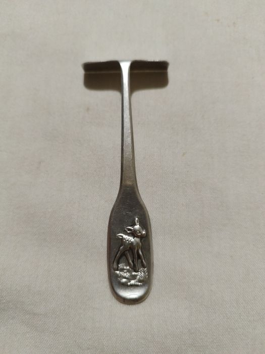 Детски сребърен прибор плъзгач за каша Бамби Walt Disney Bambi