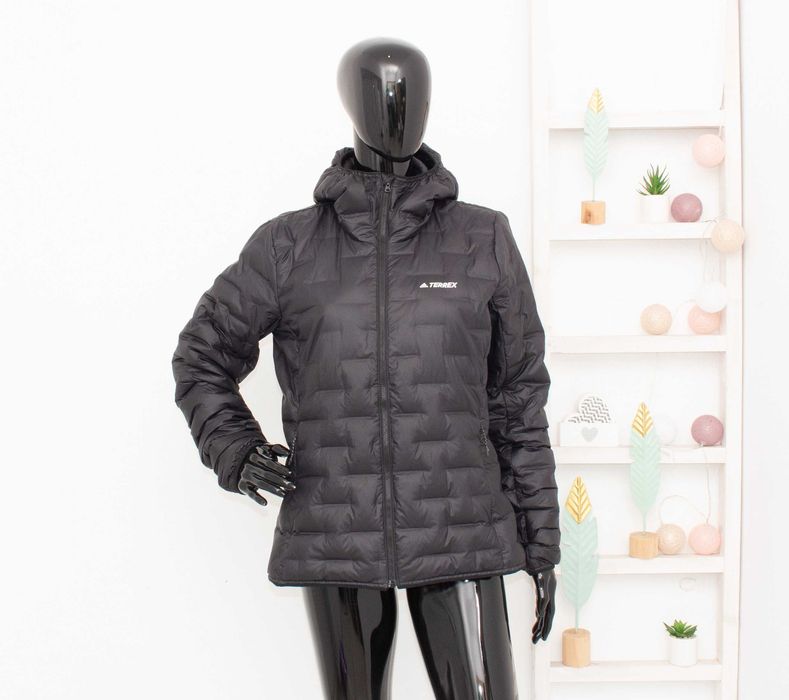 Adidas Terrex оригинално дамско пухено яке черно качулка пълнеж пух М