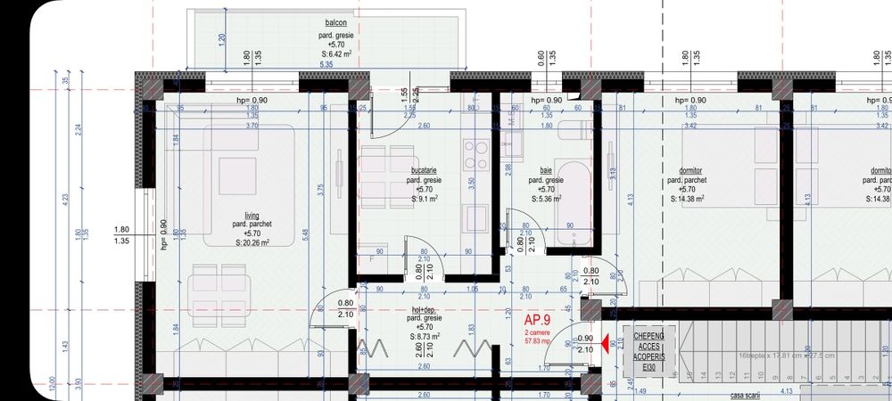 Apartament 2 camere 51 m2 bloc nou
