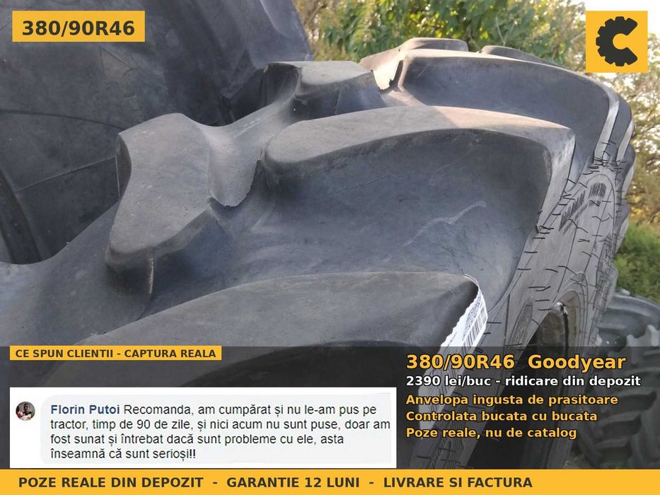 Cauciucuri Anvelope 380/90R46 380/90 R46 14.9R46 14.9-46 3809046 Goodyear Prasitoare Tractor Roti Inguste SH Second Hand IEFTIN Oferta Pret Bun Ocazie