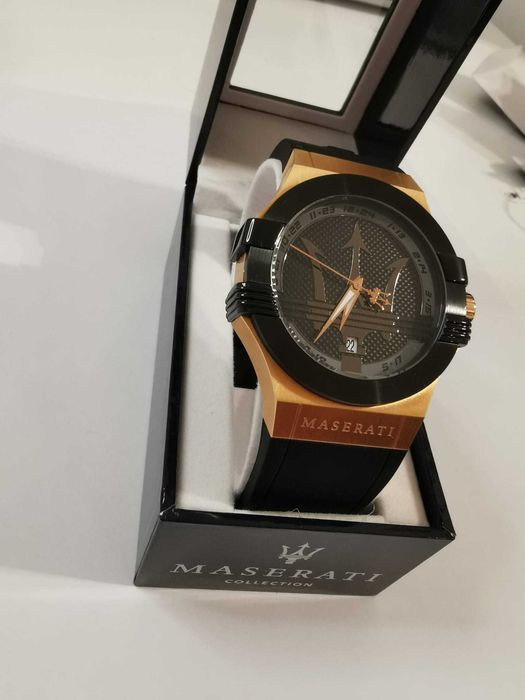Ceas NOU barbatesc Maserati ORIGINAL, Quartz, 40mm, 10ATM, Auriu