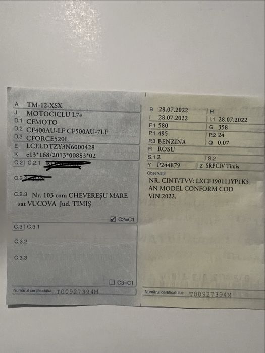 Vand Atv Cf moto 520 L