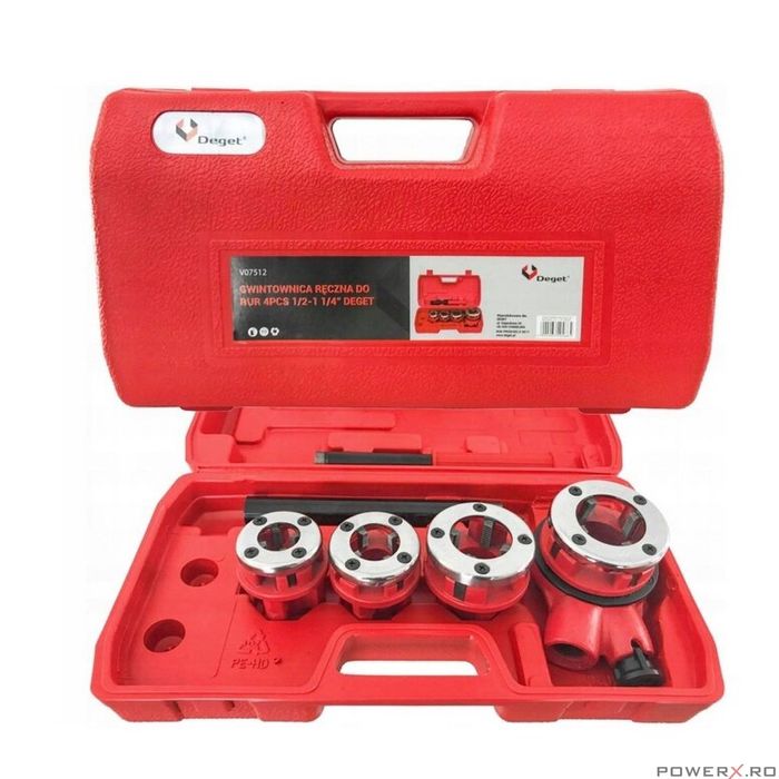 Trusa filetat tevi 1/2", 3/4", 1", 1-1/4", 4 piese, Verke