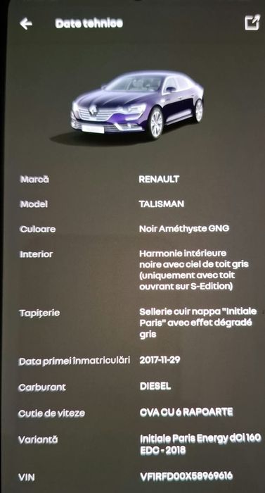 Renault Talisman 1.6 dci, 160 cp, edc Initiale Paris model 2018