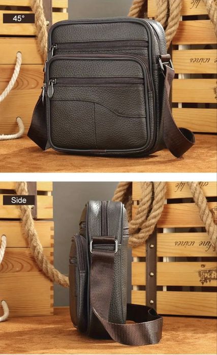 Компактна и Елегантна чанта за през рамо/Черна ест. кожа -10% Промоция