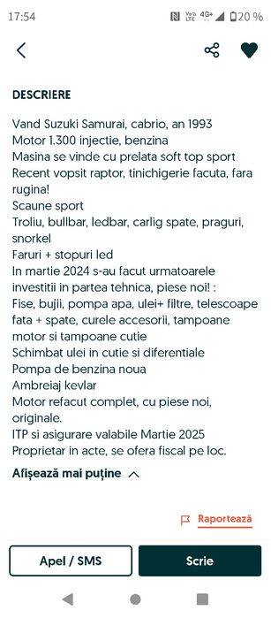 Vând Suzuki Samurai Cabrio Foarte frumos și îngrijit