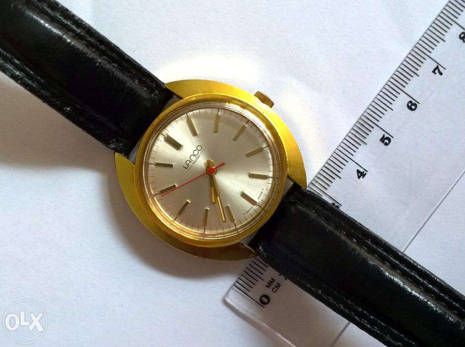 Ceas Lanco Autolube Astrolon Aur 10u cadran argintiu anii 1970 st.fb