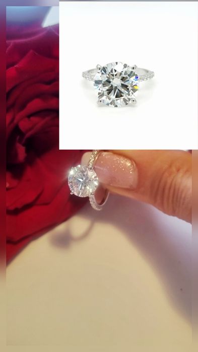 Inel diamant ,design elegant  3,36Ct,aur alb,Round Brilliant
