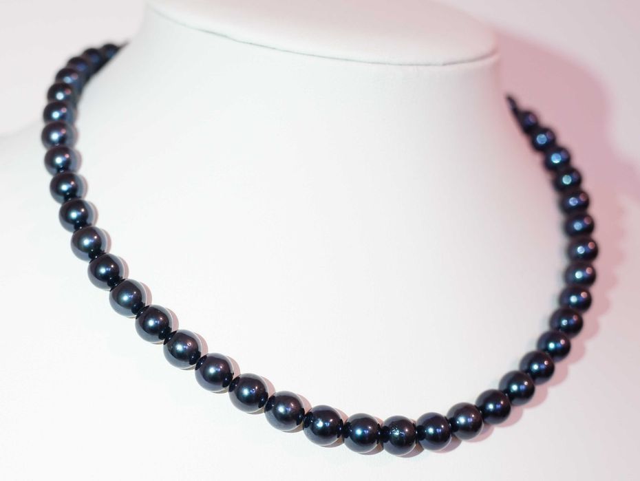 Colier cercei perle negre Akoya veritabile 8.5 mm Certificat