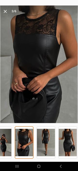 Кожена рокля с дантела