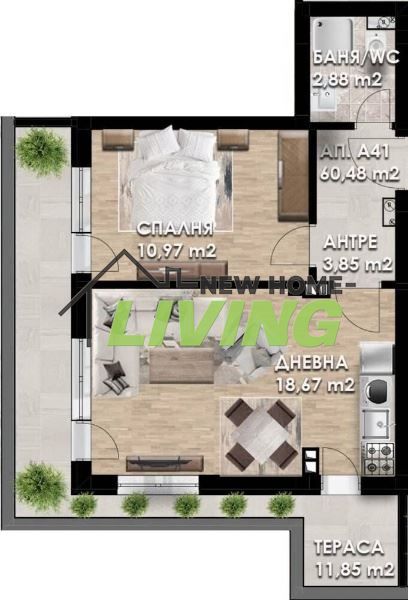 Продава се Двустаен апартамент в Пловдив, Гагарин - 72 кв.м за 1084 €/кв.м - Снимка #1