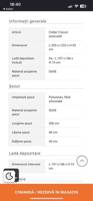 Mobexpert Modena ,canapea/ coltar extensibil + lada depozitare