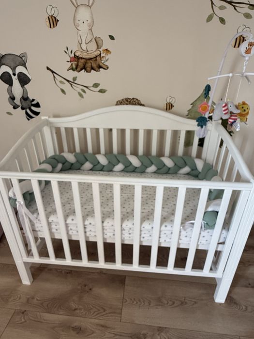Patut bebe lemn masiv cu saltea ikea