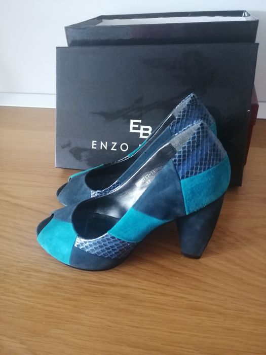 Pantofi decupati cu toc, din piele, Enzo Bertini Benvenuti