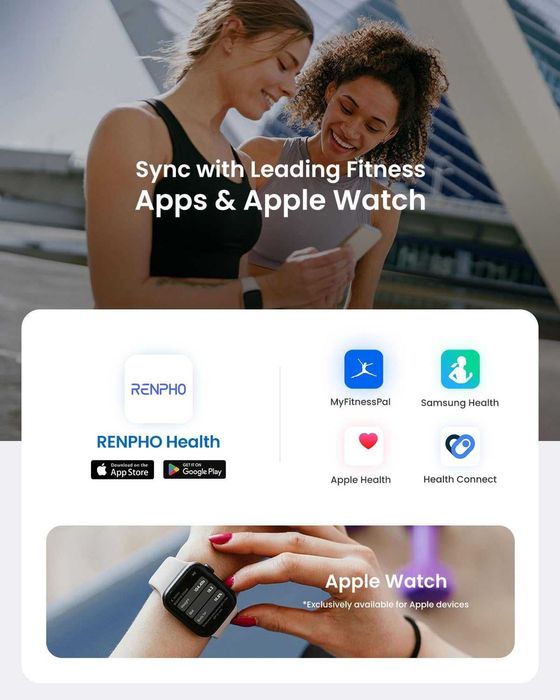 Смарт кантар RENPHO Bluetooth, Телесни мазнини, Мускулна маса