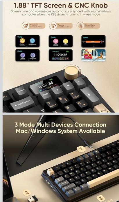 Tastatură Mecanică Wireless RedThunder K95, 96 Taste, Comutatoare Lini