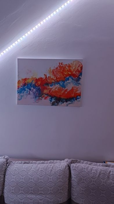 Tablou acrilic abstract rosu-albastru