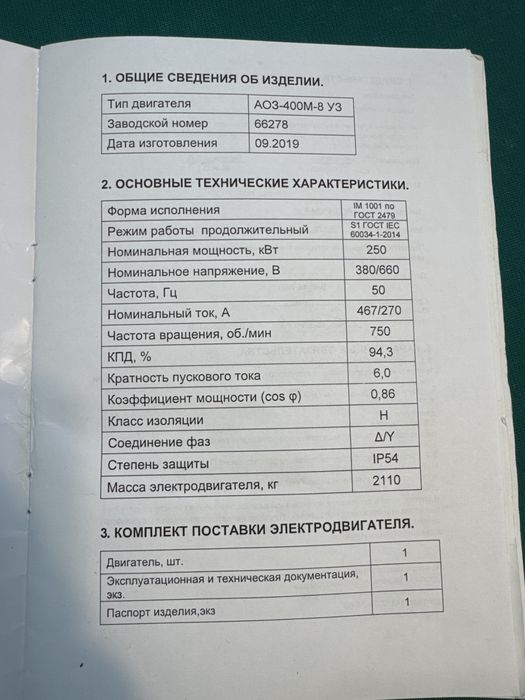 Электродвигатель 250 кВт