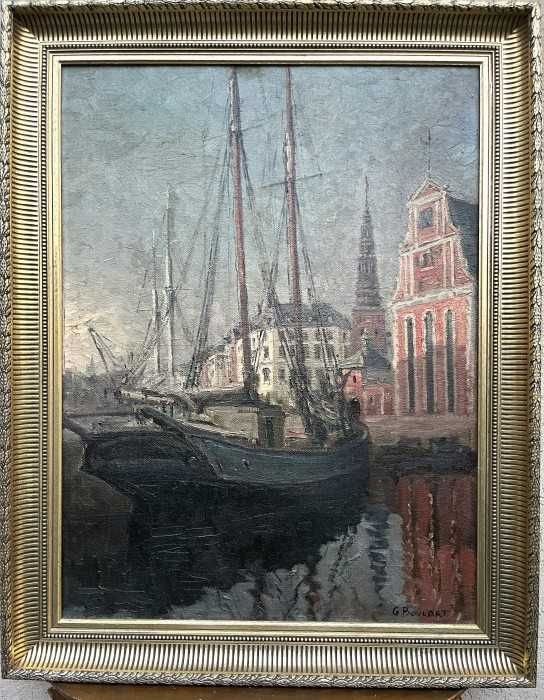 Superba pictura manuala pe panza-Peisaj maritim-Olanda