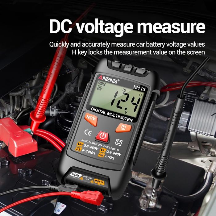 Multimetru digital automat, cu 2 cabluri, Afisaj LCD, tester diode/baterii, continuitate